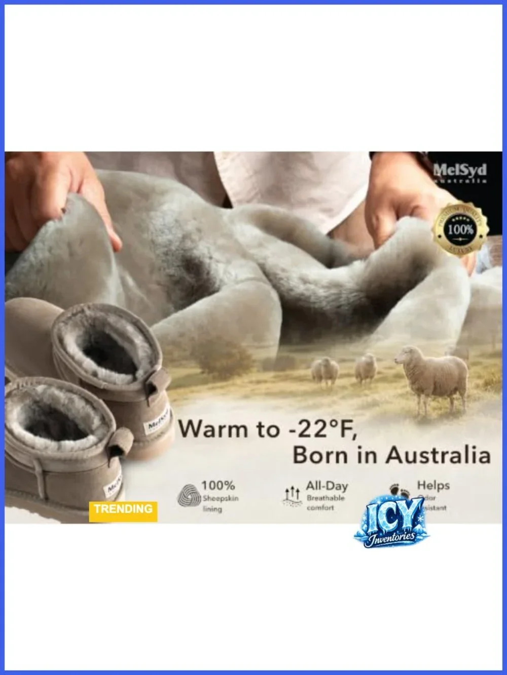 100% Australian Sheepskin Mini Boots with Arch Support - Warm to -22°F